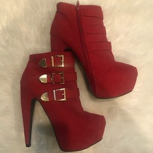 Shi by Journey, Red Platform Ankle Booties